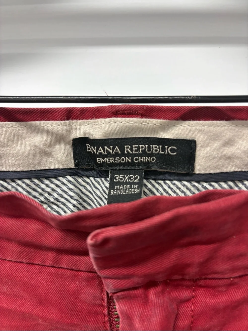 Banana Republic Red Chino Pants Regular Fit French Conn Leg Twill Pockets Men 35
